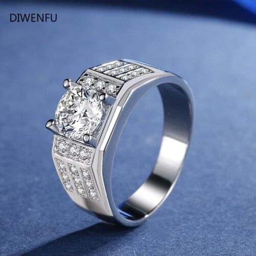 DIWENFU Solid 925 Sterling Big Silver Rings for men Stacking Band Engagement Wedding Part Gift Classic Romantic Fine Jewelry