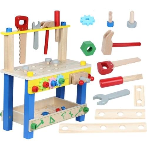 Preschool Baby Montessori Toys Kids Wooden Toys Simulation Multifunctional Repair Tool Set Pretend Play Toys For Children Gift
