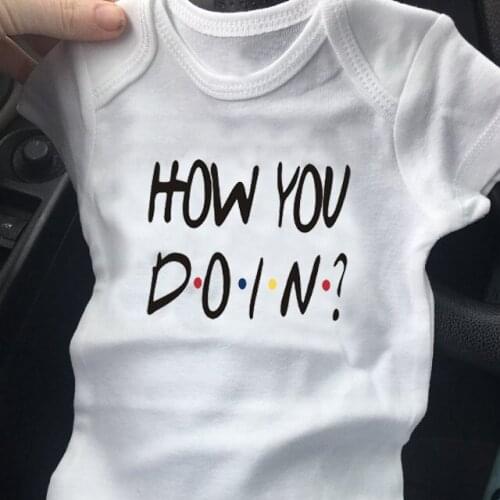How You Doin Funny Letter Print Newborn Infant Baby Girl Clothing Cotton Rompers Short Sleeve Jumpsuit Body Baby Boy Bodysuit