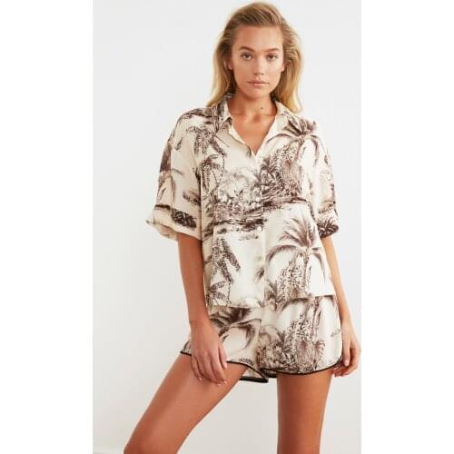 Trendyol Tropical Print Bottom-Top Suit TBESS21AU0078