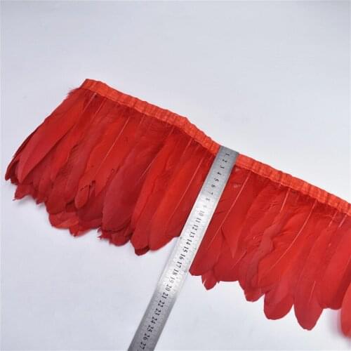 2Meter red Goose Feather ribbon Trims DIY decor feathers for crafts feathers for jewelry making Dress Cloth Belt Clothing Plumas