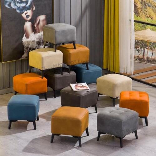 Living Room Small Bench Coffee Table Stool Sofa Pier Office Leather Stool Home Entrance Simple Modern Shoe Changing Stool