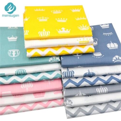Mensugen Crown Chevron 100% Cotton Fabric Meters for Patchwork Quilting Baby Bedding Cribs Blanket Sewing Material