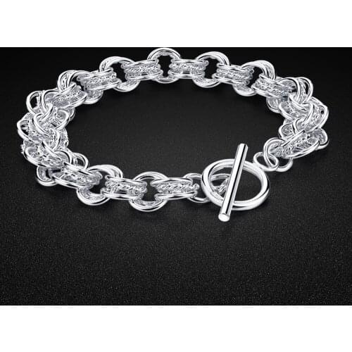 Minimalist Unisex925 Silver Circle Bracelet 10MM Original Silver Bracelet Mens Fine Jewelry Party Accessories