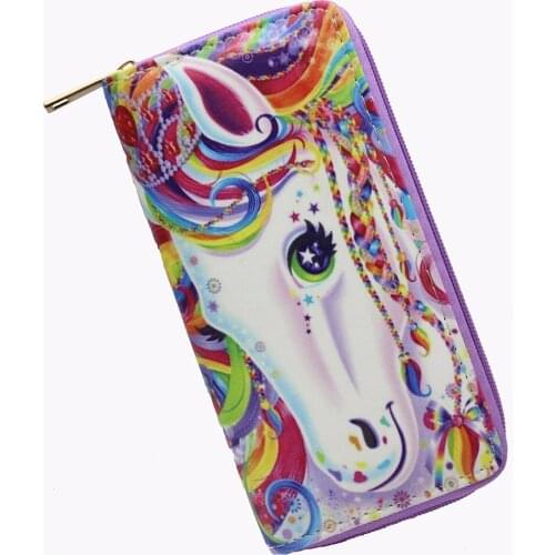 M386 Fashion Long Wallet Unicorn Series Design Lovely Horse Head Multi Card Wallet