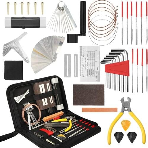 54pcs Professional Guitar Care Cleaning Repair Tools Kit Guitar Luthier Setup Maintenance Adjustment Tools Set