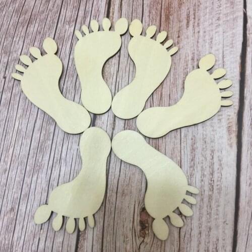 Set of 50 BABY FOOT unfinished laser cut wood crafts