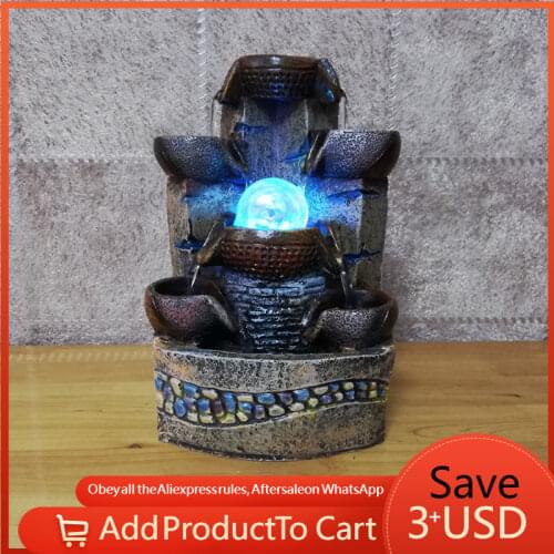 Desktop Fengshui Water Fountain Waterfalls Indoor Meditation Helps Artificial Ornament Air Humidity Home Decoration