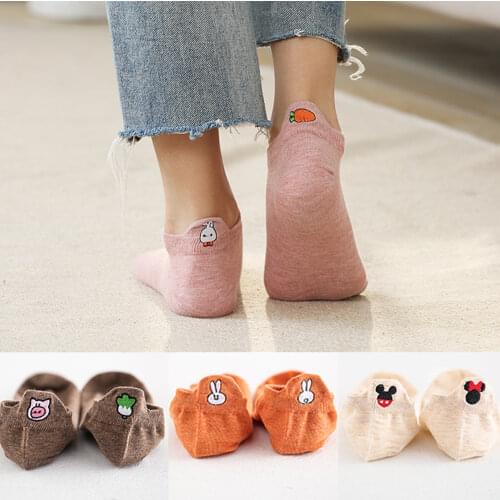 Kawaii Happy Women Socks Cotton Harajuku Kawaii Smile Funny Socks Heel carrot socks with rabbit