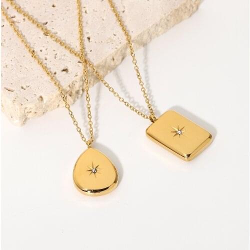 Choker Jewelry Zircon Star Power Pendant Necklace New Trend Stainless Steel Waterdrop French Elegant For Women