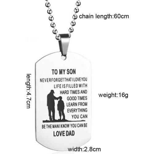TO MY SON and Daughter Stainless Steel Pendant Necklace Engrave Name Love Dad/Mum Necklaces Customized Logo Family Jewelry