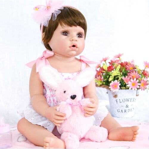 55cm Full Body Silicone Reborn Baby Doll Toys Lifelike Baby-Reborn Princess Doll Child Birthday Christmas Gift Girls Brinquedos