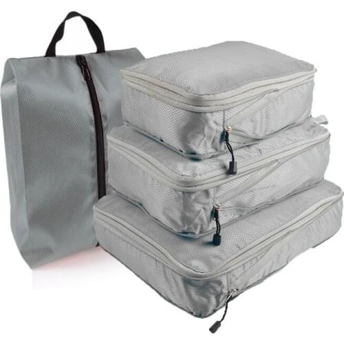 4pc Portable Travel Storage Bags Clothes Shoes Organizer Cosmetic Toiletry Pouch Luggage Kit Accessories Supplies Home Organizer