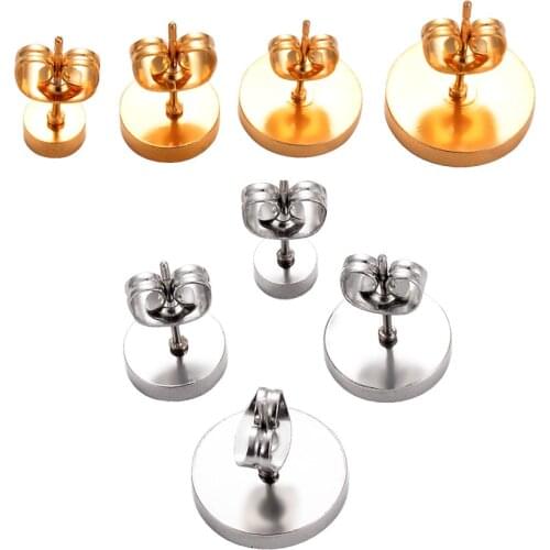20pcs/lot Stainless Steel Earring Studs Earrings Blank Base With Back Fit 4-10mm Glass Cabochons Diy Jewelry Making