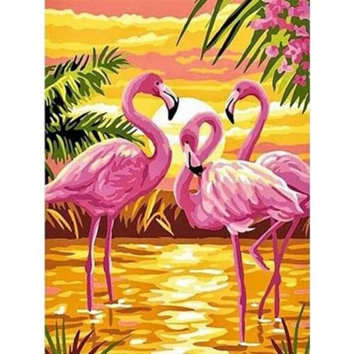 Flamingo DIY Oil Painting, Paint By Numbers Drawing on Canvas for Adults and Kids Home Office Decor Landscape