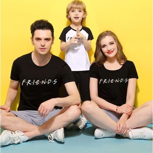 Family Outfits Matching Mother Daughter Daddy Son T-shirt Harajuku Hipster FRIENDS Letter Print Tees Tops Boys Girls T-shirt