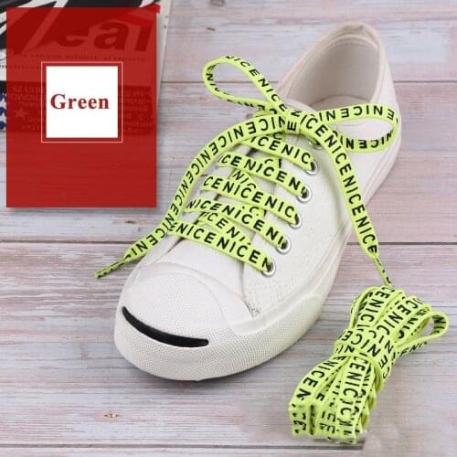 1 Pair 2021 New Letter "NICE" Printed Laces 1CM Width 120cm Length Casual Canvas Printing Shoe Laces Sneakers shoelaces