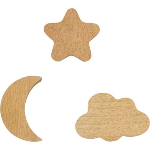 Nordic Wood Hook Home Decoration Star Moon Storage Rack Wooden Wall Hanger Coat Hook Storage Hanger Organizer