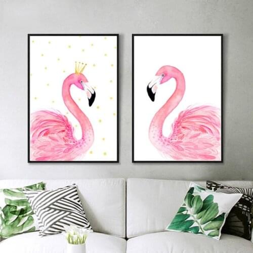 Nordic Decoration Cuadros Posters And Prints Wal Art Canvas Painting Pink Swan Wall Pictures For Living Room kids room