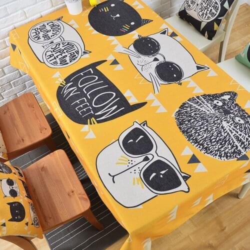 Modern Nordic Creative Cat Table Cloth Thick Linen Customize Dining Coffee Tablecloth Restaurant Home Decorative Cloth Cover