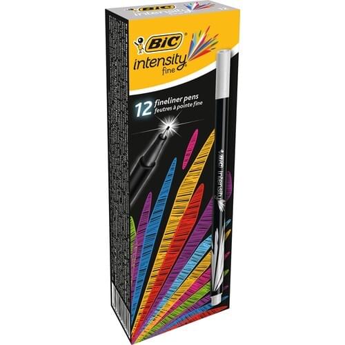 Bic Intensity Fine Liner Felt-Tip Pen Gray 12'Li Box