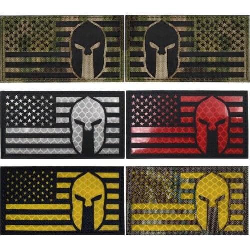 USA National Flag Sparta Reflective IR PVC Emblem Hook Fastener Patch Velcro Military Tactical Sew On Patches Badge for Backpack
