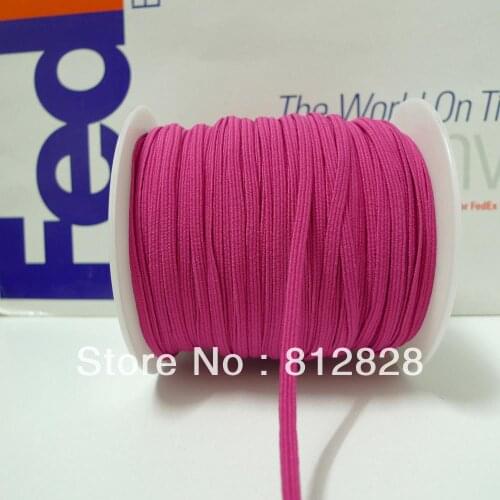50 Meters 1/8" 3mm #24 Hot Pink Color Skinny Elastic Bands