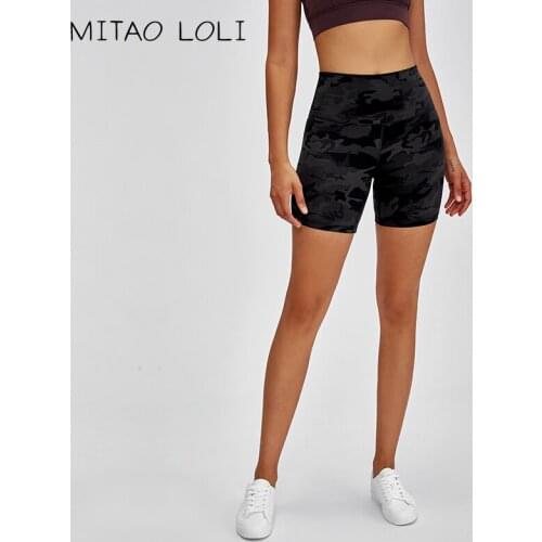 MITAO LOLI High Waist Fitness Workout Shorts Women Naked-feel Fabric Plain Squatproof Yoga Trainning Sport Shorts