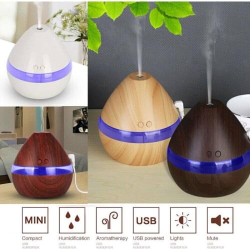 300ML Air Humidifier Essential Oil Diffuser wood grain Aromatherapy diffusers Aroma purifier MistMaker led light for Home