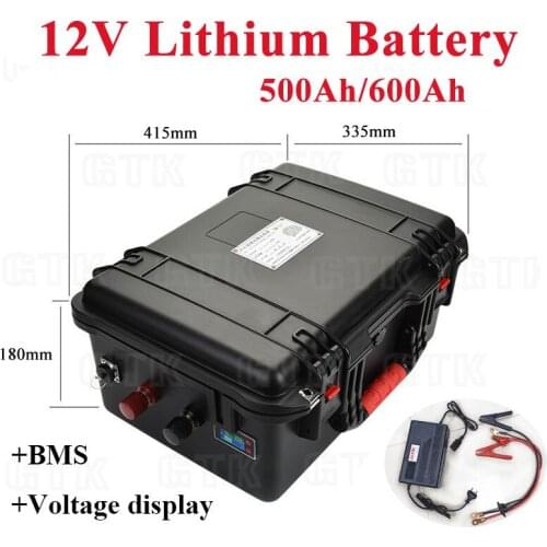 Waterproof 12V 500Ah 600Ah Lithium ion battery with BMS for motorhome campervans caravans autocaranas solar system RV+20Acharger