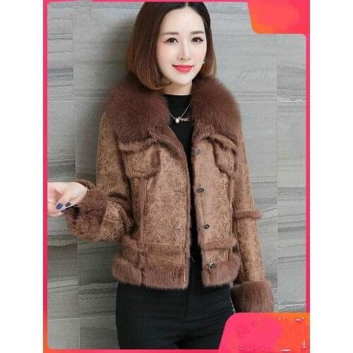Winter Real Coat Women Jacket Natural Rex Rabbit Coats and Jackets Fox Fur Collar Short Manteau Femme ZKY2722 KJ4767
