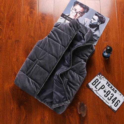 Golden Velvet Vest Mens Warm Autumn and Winter Down Cotton Jacket Large Size 5XL Vest Korean Mens Jacket Fashion Coat for Men
