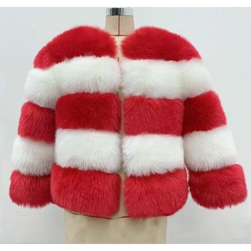 Savabien Winter Fur Jackets Patchwork Furry Women Faux Fox Fur Coat 2019 New Thick Warm Fake Fur Jacket Coats Office Streetwear