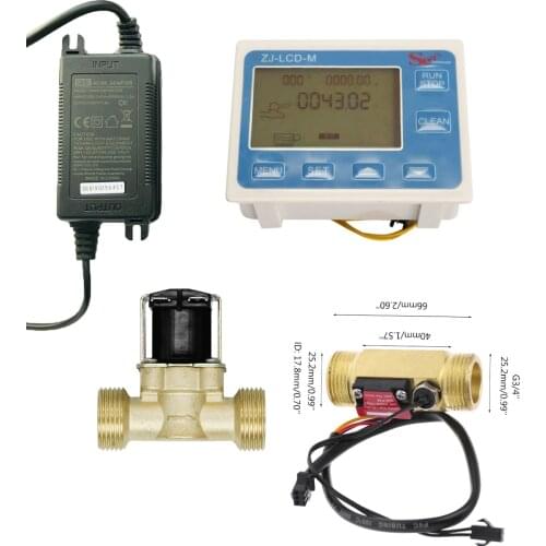 ZJ-LCD-M Dosage Quantitative Controller BSPP G3/4" Water Flow Meter Sensor Reader & YF-B6 2-30L/min 24V Displayer