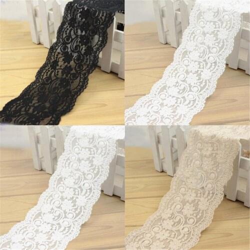 1M Chinlon Lace Trim Elastic Edge Ribbon Fabric Dress Crafts 10cm Width Decor