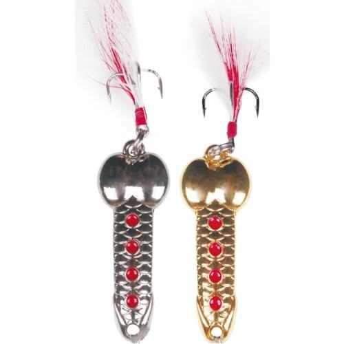 1PCS Rotating Spinner Fishing Lure DD with Feather Spoon Sequins Metal Hard Bait Treble Hooks Wobblers Bass Pesca Tackle