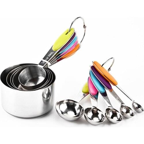 10pcs Measuring Cups And Measuring Spoon Scoop Silicone Handle Kitchen Measuring Tool Measuring Cups And Spoons Set