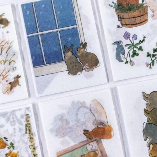 12SETS/LOT bunny Rabbit series markers photo album decoration seal DIY paper masking washi Sticker