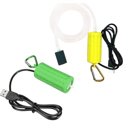 2Set Usb Mini Aeration Pump Air Pump Aquarium Aerator Ultra Quiet Mini Fish Tank Go Fishing Oxygen Pump --Green & Yellow