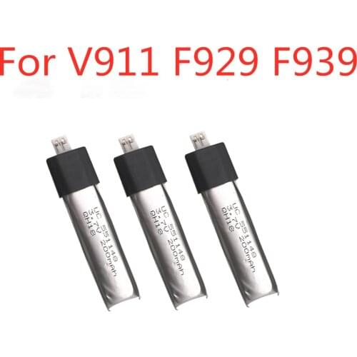 3pcs 3.7V 200mAh new plug 1.25mm Battery For WLtoys V911 F929 F939 RC Helicopter spare parts