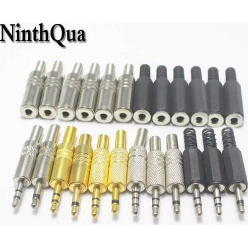 5Pcs 3.5mm 2/3/4Pole HeadPhone Connector Male Female Audio Jack Plug 3.5 MM With Black Plastic / Metal Housin