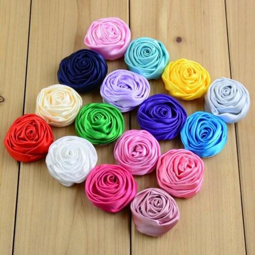 60pcs/lot 3.5cm 3D Rose Flowers Floral 20Colors Mini Satin Roses Flowers For woman Hairbow Kids Clothes DIY Accessories TH64