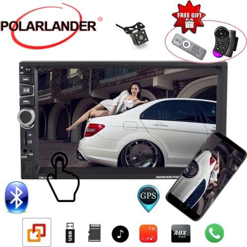 7" 2 Din GPS Navigation MP5 Player Rear Camera Vehicle Bluetooth HD Audio Stereo Mirror Link For Android FM Multimedia Car Radio