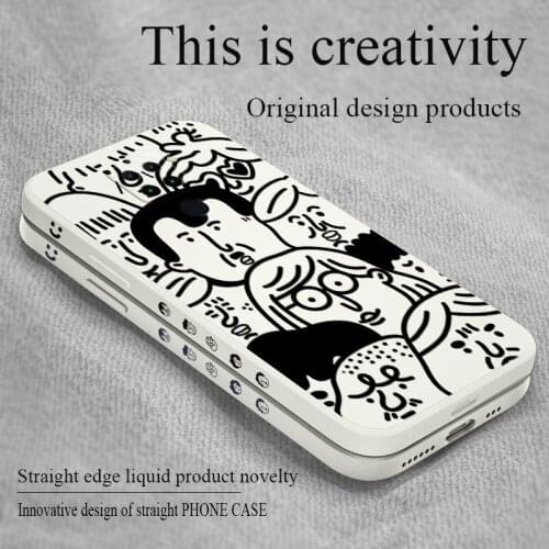 Sketch Avatar Phone Case For Xiaomi Redmi Note 10 10S 9T 9 8 7 Pro MAX Redmi 9 9A K40 K40pro K30 K20 Liquid Silicone Cover
