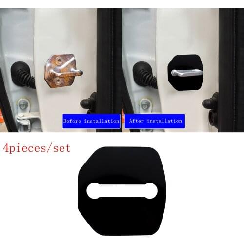 4 pcs Black Stainless Steel Car Door Lock Protective Buckle Cover case for Ford Fiesta Focus Mustang Edge Taurus