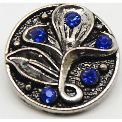 Flower Pattern Crystal Paved Snap Button Jewelry For Bracelet