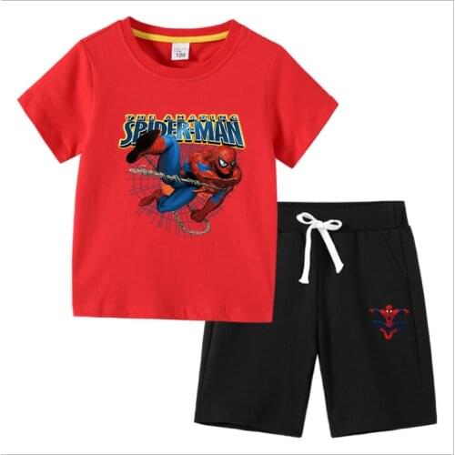 Disney Kids Tracksuit Summer boy Clothing Sets Spiderman Cartoon Children Boys Girls Clothes Kids Short Pants 2 Pcs Suits