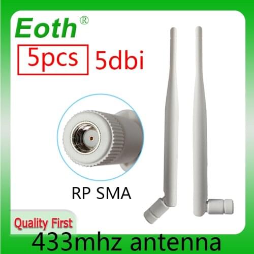 5pcs 433Mhz Antenna 5dBi GSM RP-SMA Connector Antena 433 mhz Aerial 433m Wireless Repeater Antenne Directional Lorawan Gasmeter