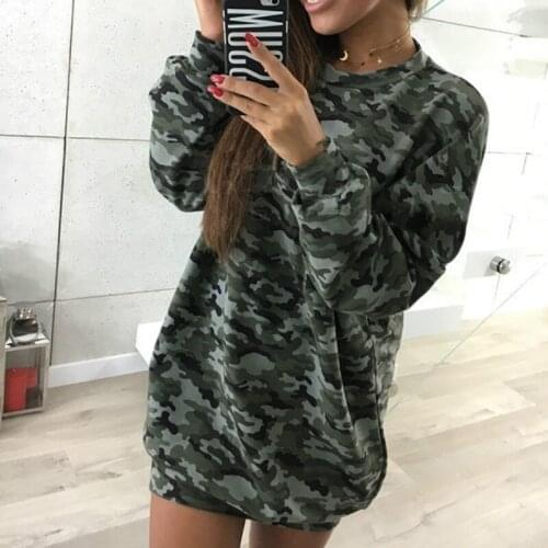 European and American autumn and winter new casual womens wear camouflage collar long sleeve sports loose T shirt
