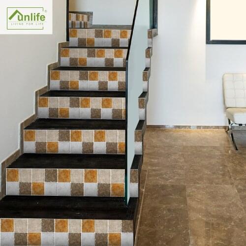 Funlife® Antique Mosaic Anti-Slip Floor Stickers Self-Adhesive Stairway Decoration Home Waterproof Stair Stickers for Bathroom